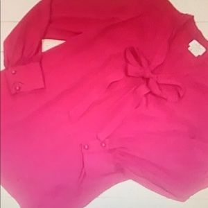 Kate Spade pink ruby bow blouse M
